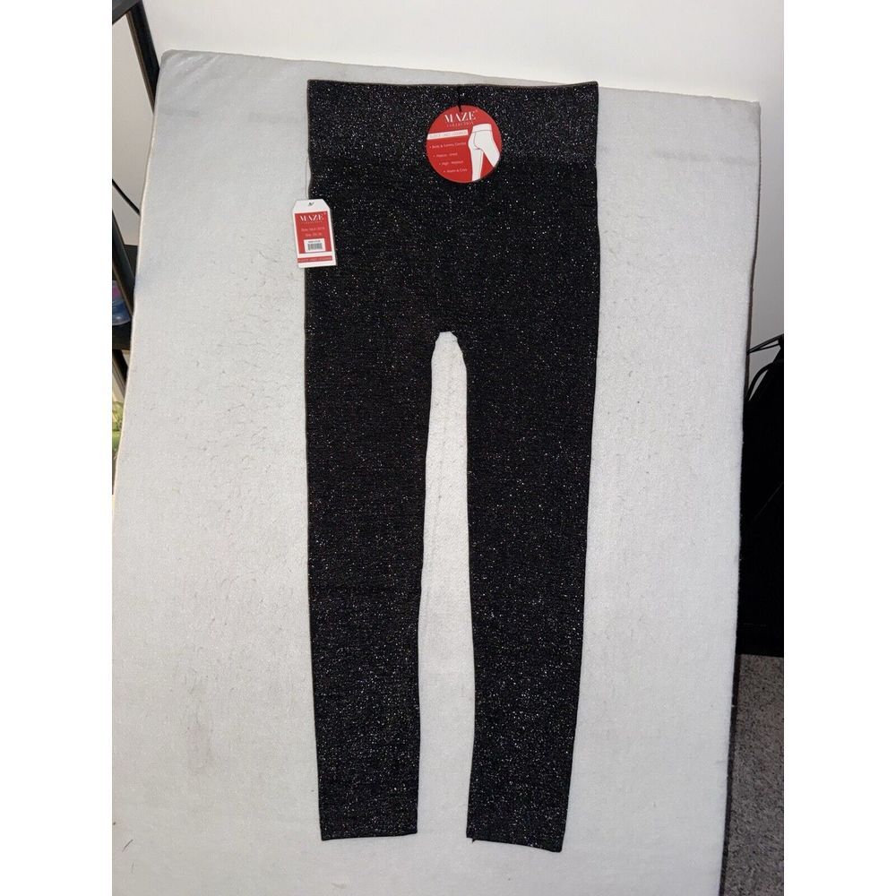 Maze Collection Fleece Lined Leggings Black Tummy Control Comfy Size 2X/3X - NEW